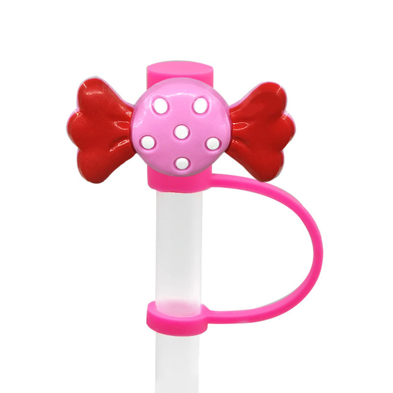 Wholesale 10pcs/pack Straw Cap Flower Fruit Straw Cover Silicone Dust Plug Party Straw